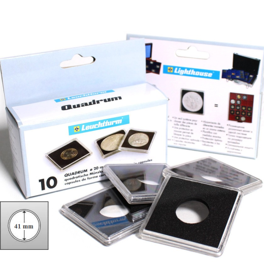 Квадратные капсулы QUADRUM 50х50 мм (для монет D 41 mm)
