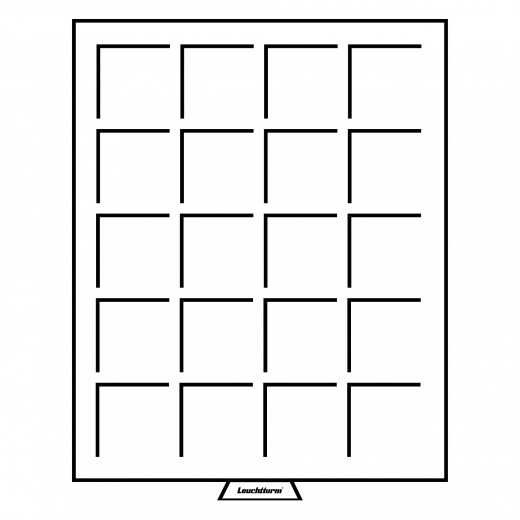 Кассета MB на 20 ячеек 48 x 48 mm, дымчатая с бордовым (темно-красным) ложементом