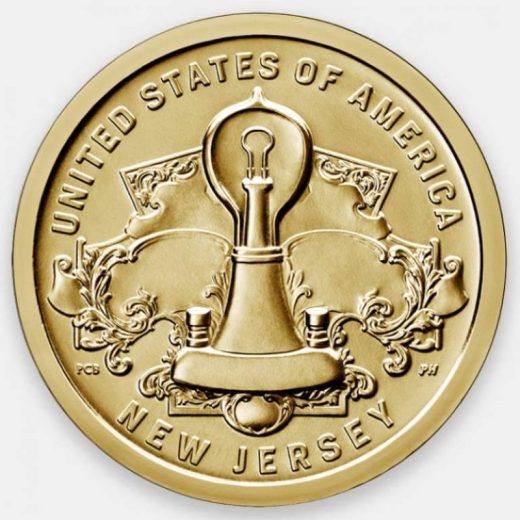 1 доллар 2019 - 4-я монета инновации "Лампа накаливания Томаса Эдисона (New Jersey)", двор D